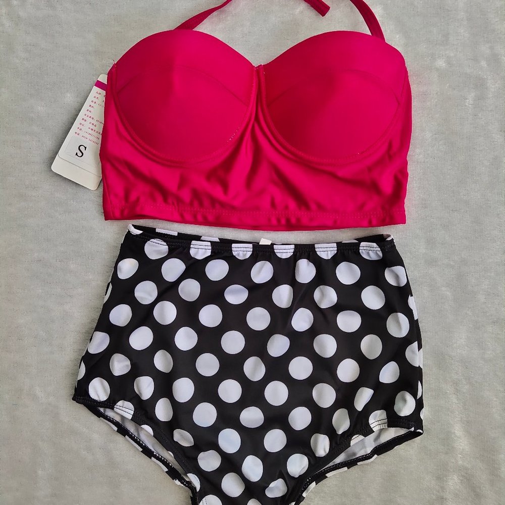 Pink Polka Highwaist Swimwear